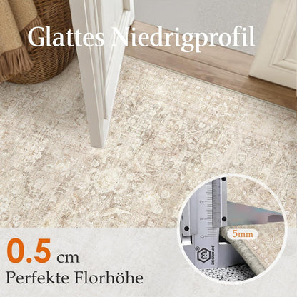 Beiger Wohnzimmerteppich 160x230cm – Waschbar & Rutschfest