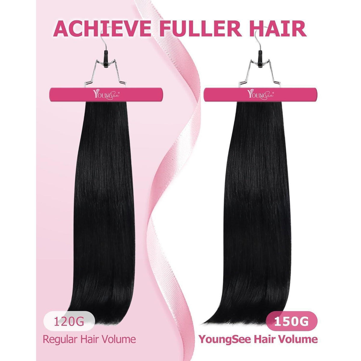 60cm Echthaar Extensions Schwarz Clip-in Haarverlängerung 120g