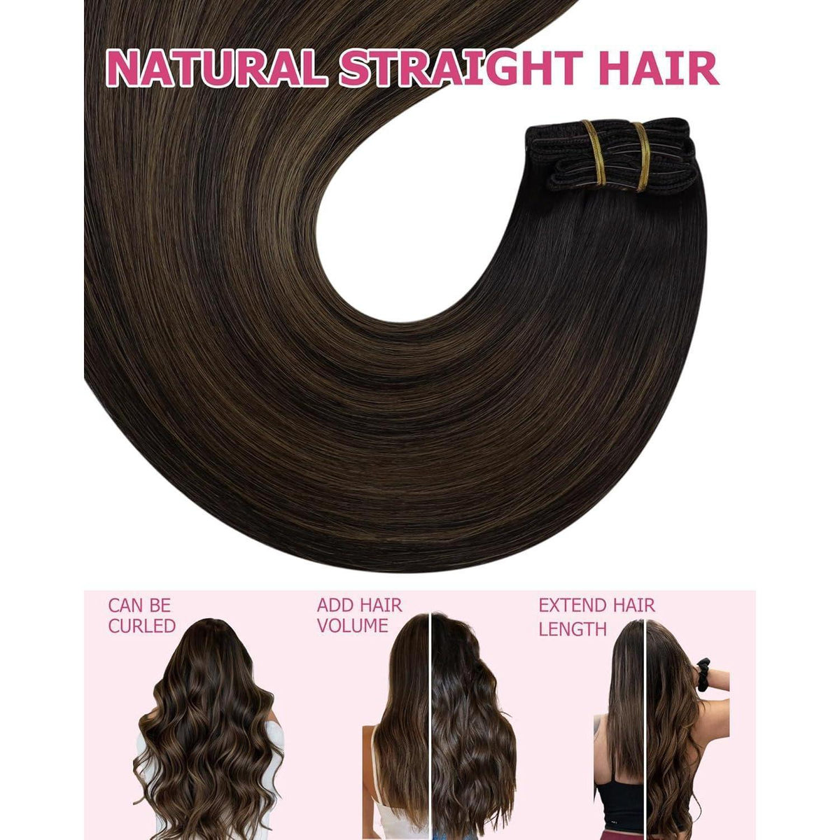 Echthaar Clip-in Extensions 60cm braun Balayage