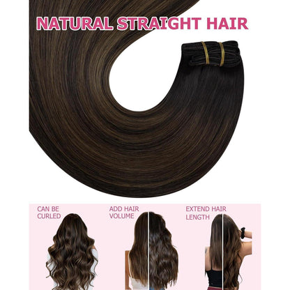 Echthaar Clip-in Extensions 60cm braun Balayage