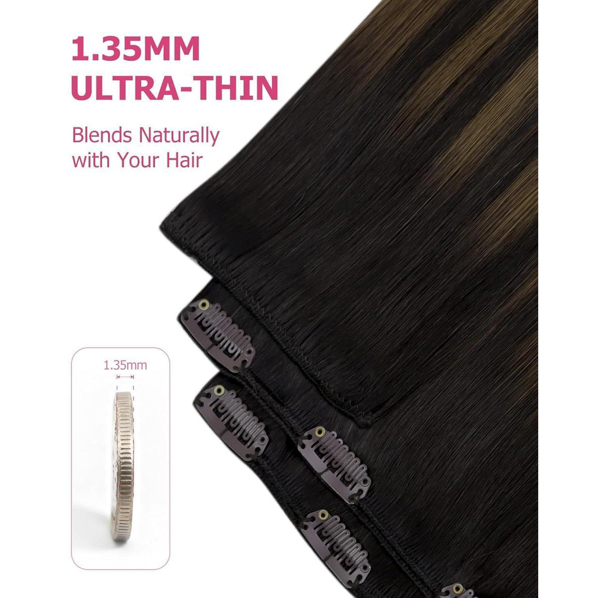 Echthaar Clip-in Extensions 60cm braun Balayage