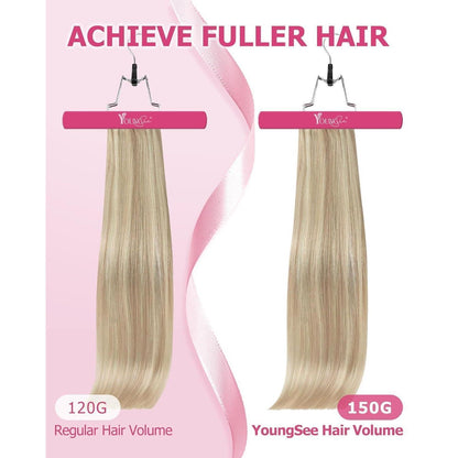 Blond Clip-in Extensions Echthaar 55cm – Aschblond & Platinblond