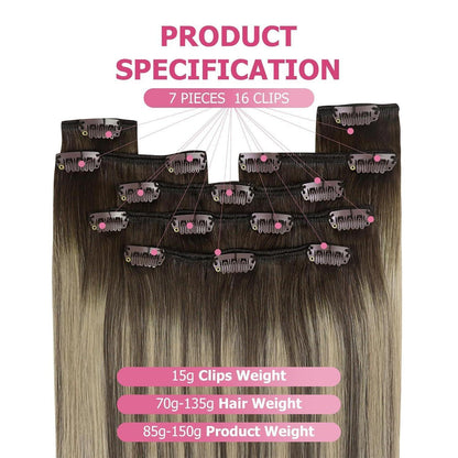 Echthaar Clip-in Extensions Braun 60cm – Volumenerweiterung