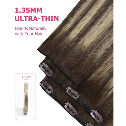 Echthaar Clip-in Extensions Braun 60cm – Volumenerweiterung
