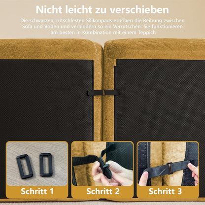 Modernes 4-Sitzer Cord Sofa Gelb | Rahmenlos & Komfortabel