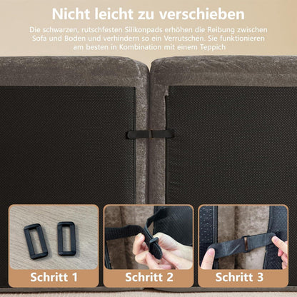 2-Sitzer Sofa mit Fußhocker – Chenille Schlafsofa Braun