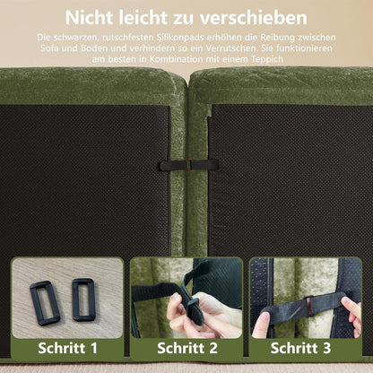 Rahmenloses 2-Sitzer Sofa Grün – Chenille Couch mit 32D Schaum