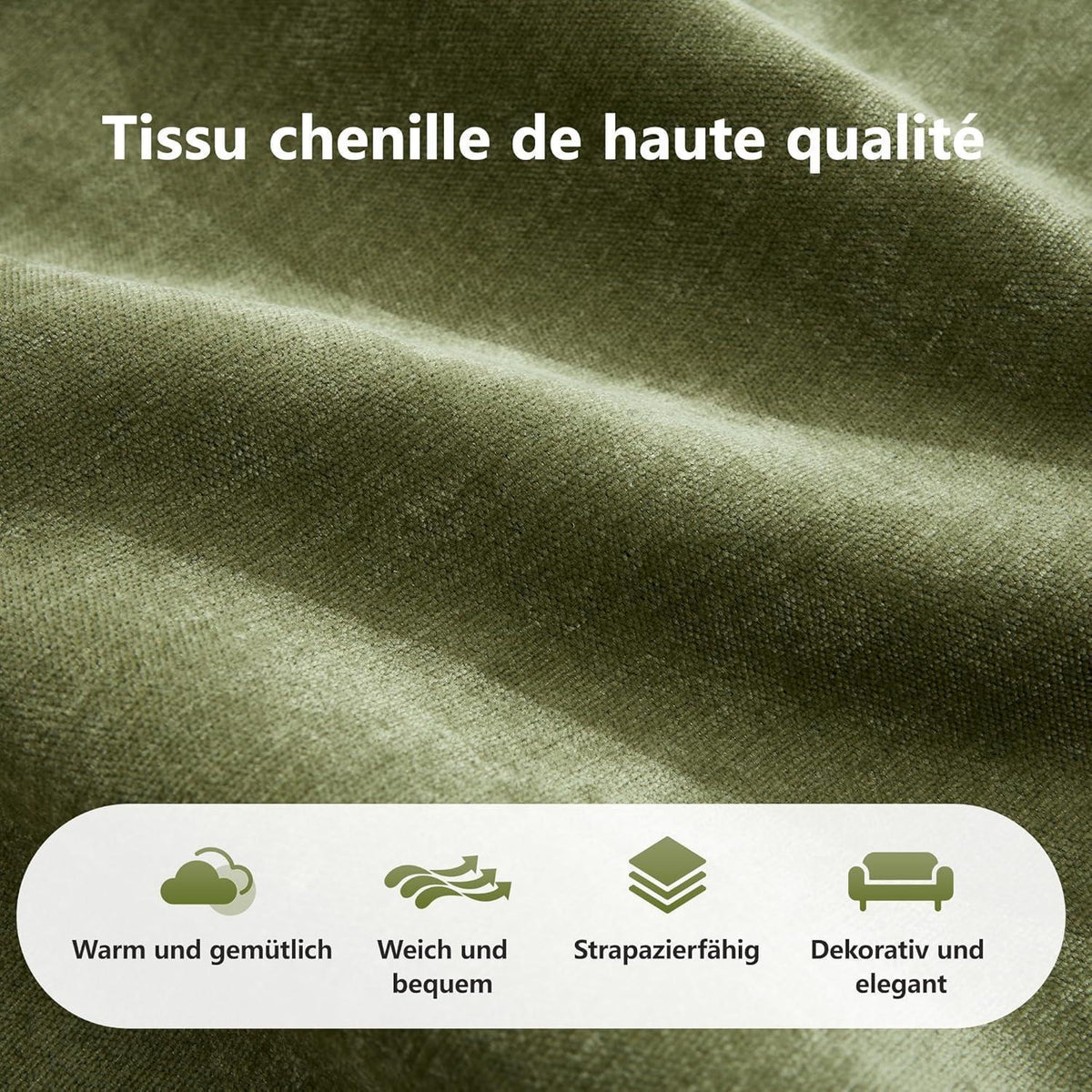 Rahmenloses 2-Sitzer Sofa Grün – Chenille Couch mit 32D Schaum