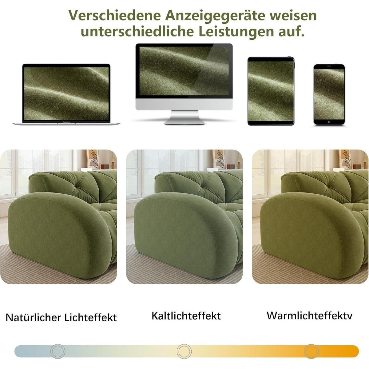 L-förmiges Ecksofa 2-Sitzer mit Fußhocker, Grün