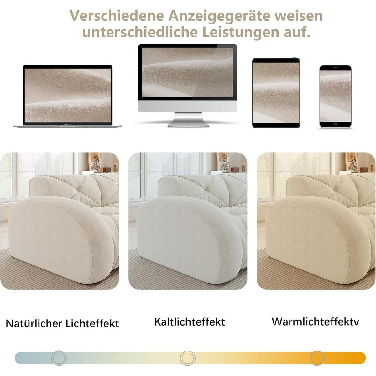 Modulares Cord Sofa 4-Sitzer mit Fußhockern – Weiß