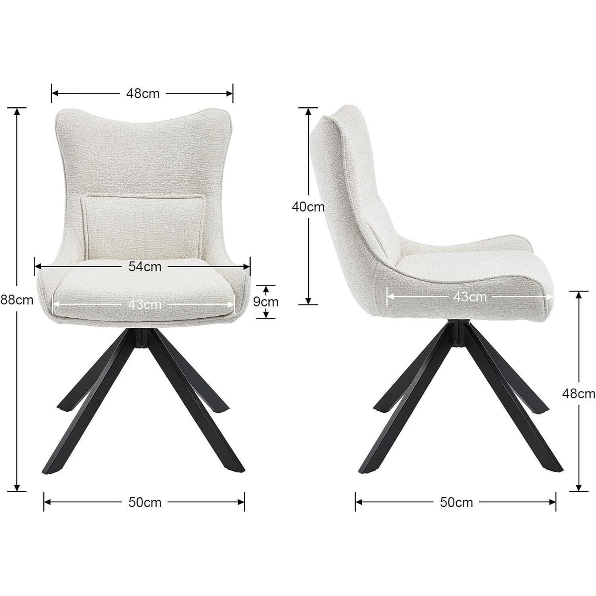 Drehbarer Esszimmerstuhl mit Chenille-Polsterung, Beige