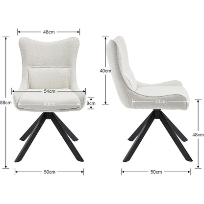 Drehbarer Esszimmerstuhl mit Chenille-Polsterung, Beige