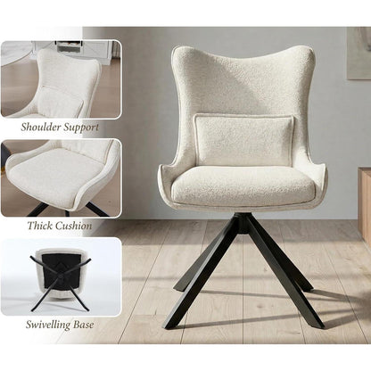 Drehbarer Esszimmerstuhl mit Chenille-Polsterung, Beige