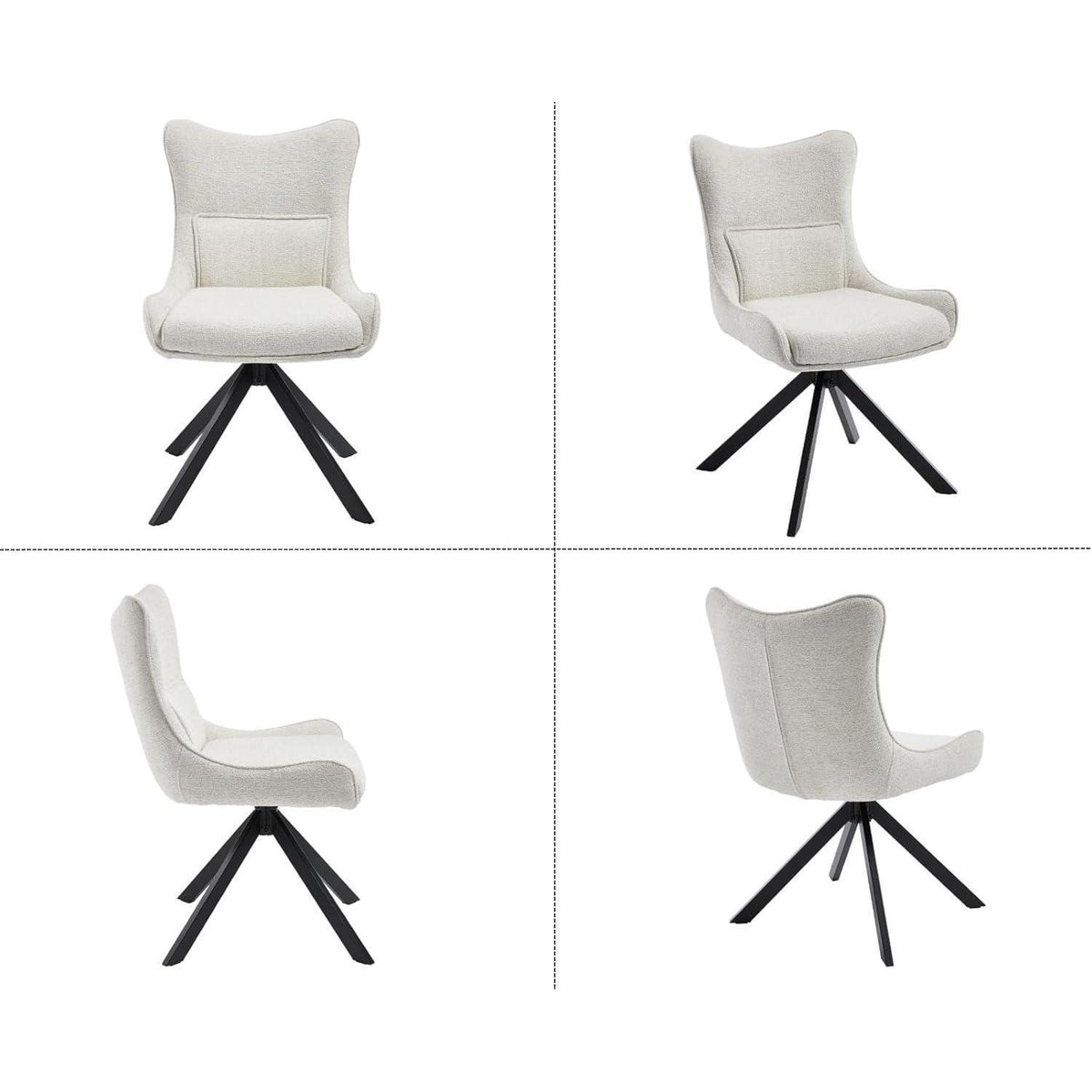 Drehbarer Esszimmerstuhl mit Chenille-Polsterung, Beige