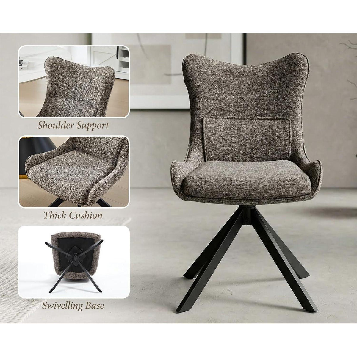 Drehbarer Esszimmerstuhl Set Grau - Chenille Polsterstuhl 4er Set
