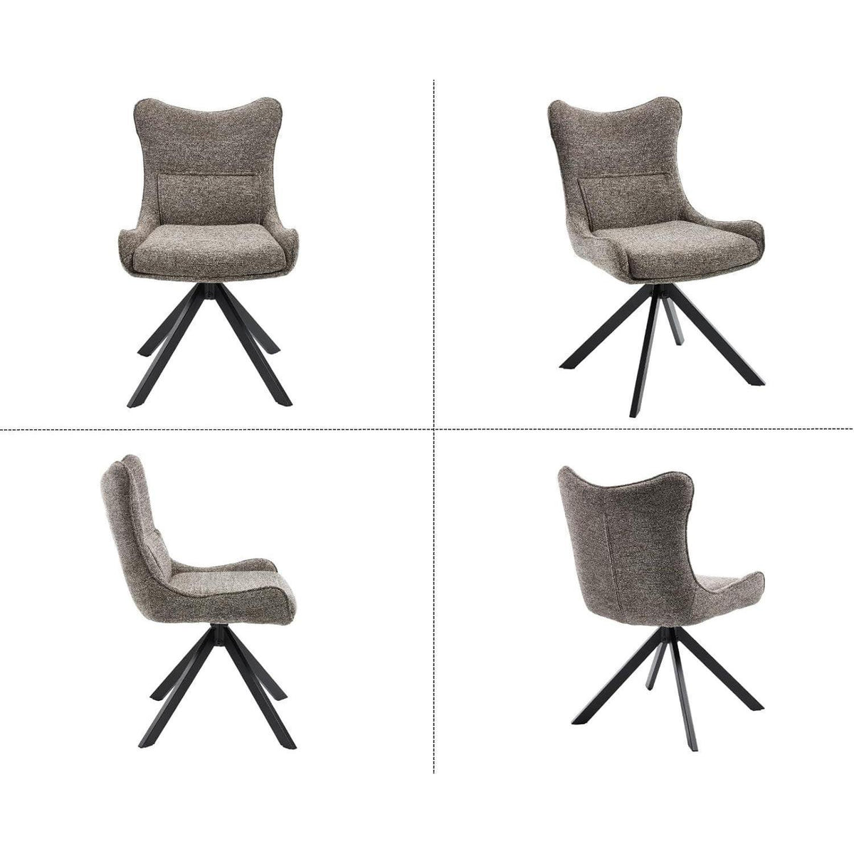 Drehbarer Esszimmerstuhl Set Grau - Chenille Polsterstuhl 4er Set