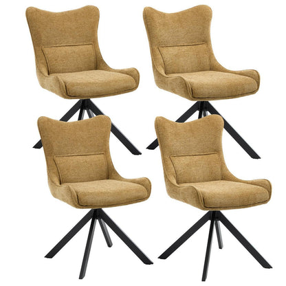 Drehbarer Esszimmerstuhl Set (4x) – Chenille, Gelb
