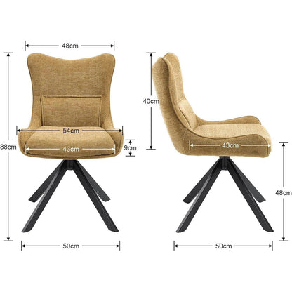 Drehbarer Esszimmerstuhl Set (4x) – Chenille, Gelb