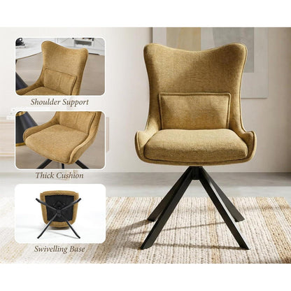 Drehbarer Esszimmerstuhl Set (4x) – Chenille, Gelb