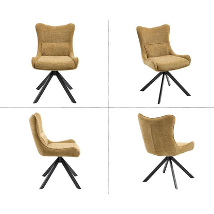 Drehbarer Esszimmerstuhl Set (4x) – Chenille, Gelb