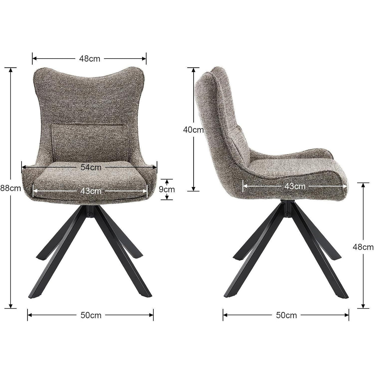 Drehbarer Esszimmerstuhl Set Grau – Chenille Polsterstuhl 360°