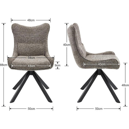 Drehbarer Esszimmerstuhl Set Grau – Chenille Polsterstuhl 360°