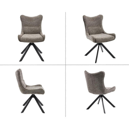 Drehbarer Esszimmerstuhl Set Grau – Chenille Polsterstuhl 360°
