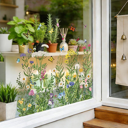 Fensterbilder Frühling Selbstklebend mit Rakel | Frühlingsdeko Blumen
