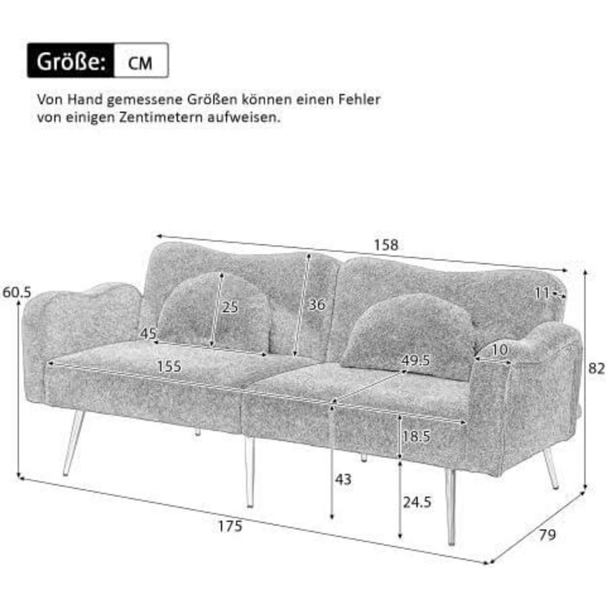 Schlafsofa 2-Sitzer mit Bettfunktion & Stauraum, Beige