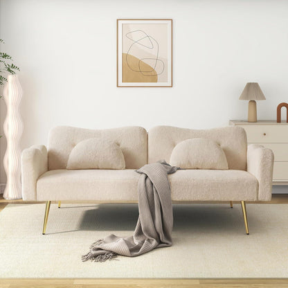 Schlafsofa 2-Sitzer mit Bettfunktion & Stauraum, Beige