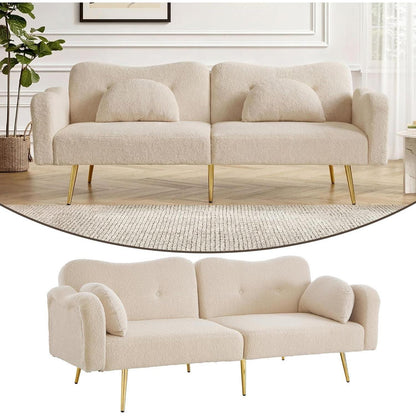 Schlafsofa 2-Sitzer mit Bettfunktion & Stauraum, Beige