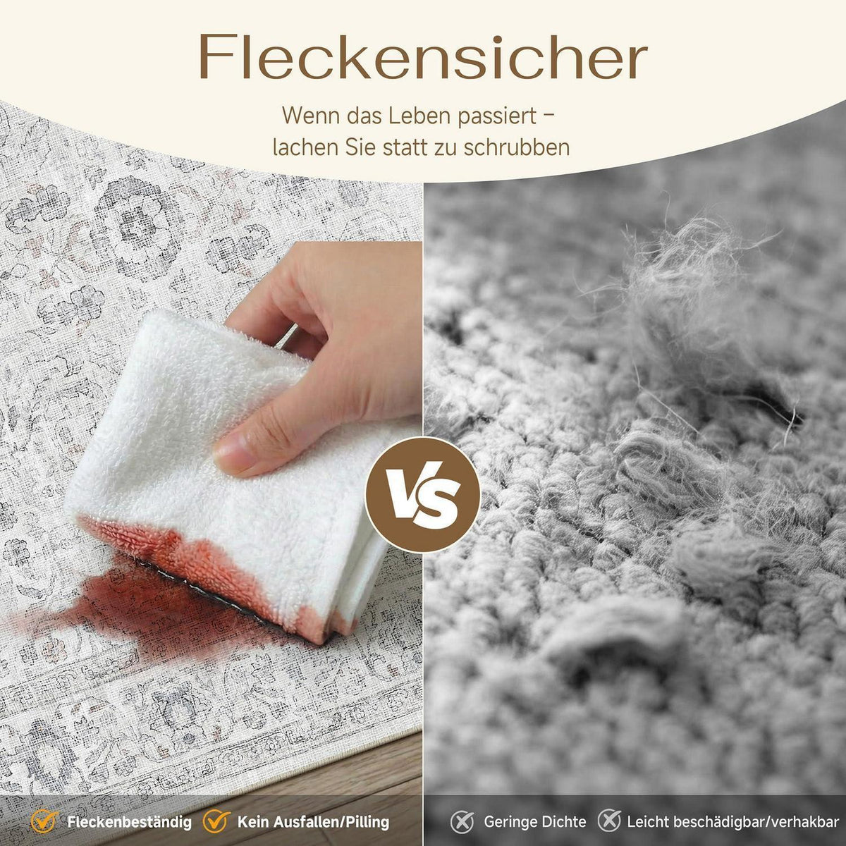 Waschbarer Wohnzimmerteppich Grau 300x400cm – Vintage Design