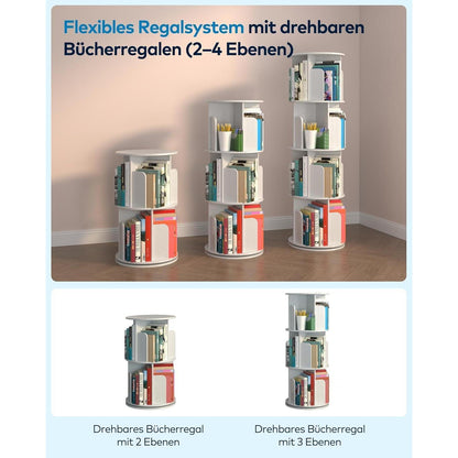 Drehbares Bücherregal Holz 4 Ebenen – Platzsparend & Flexibel