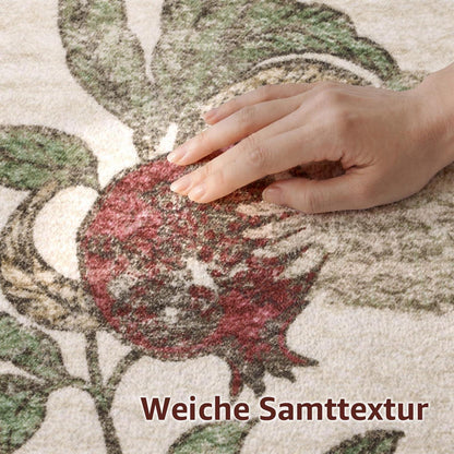 Vintage Teppich floral rot-beige 240x340 cm – Waschbar & Rutschfest