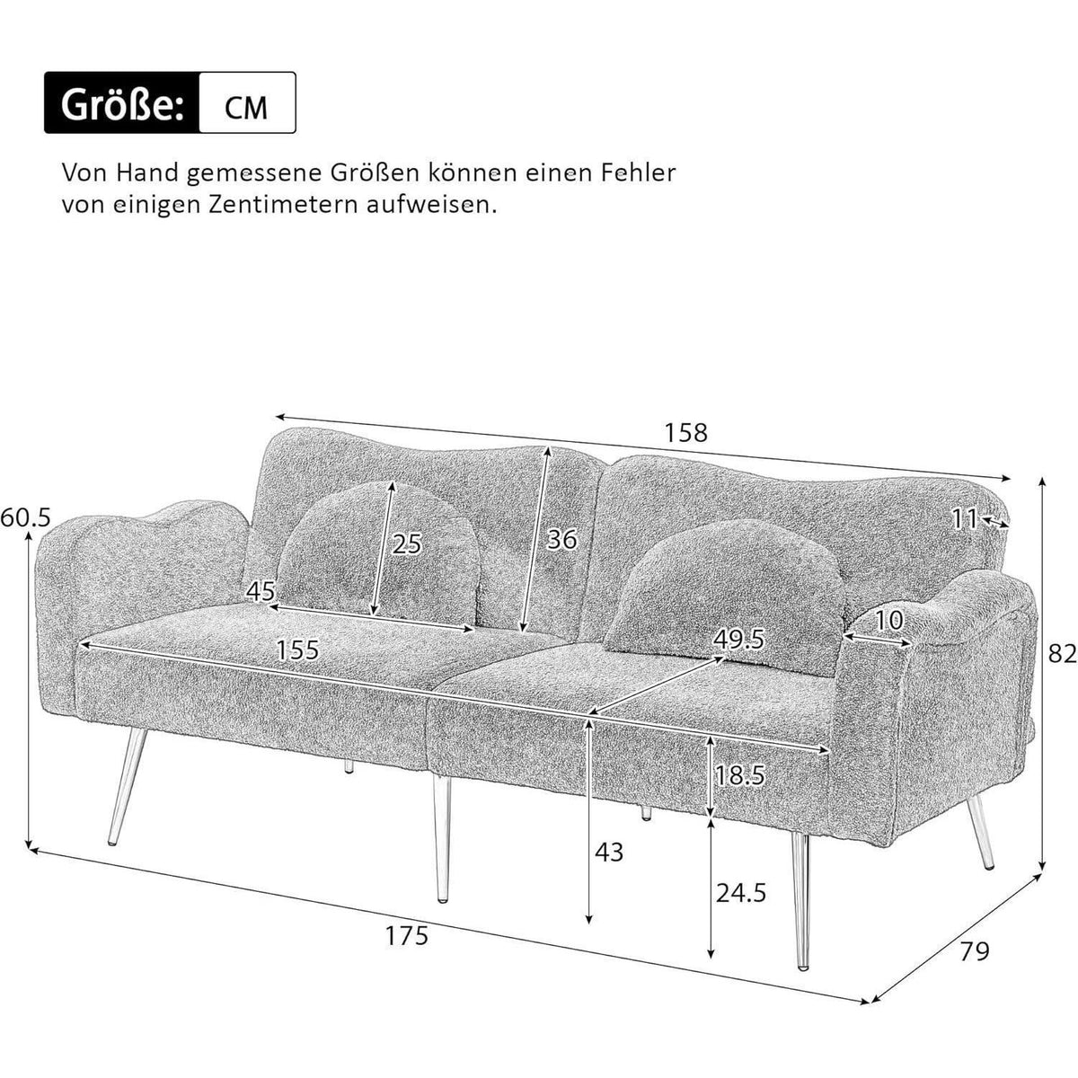Schlafsofa 2-Sitzer mit Bettfunktion & Stauraum – Weiß