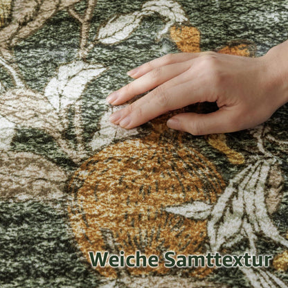 Vintage Küchenläufer 60x180 Orange-Grün – Rutschfest & Wasserabweisend