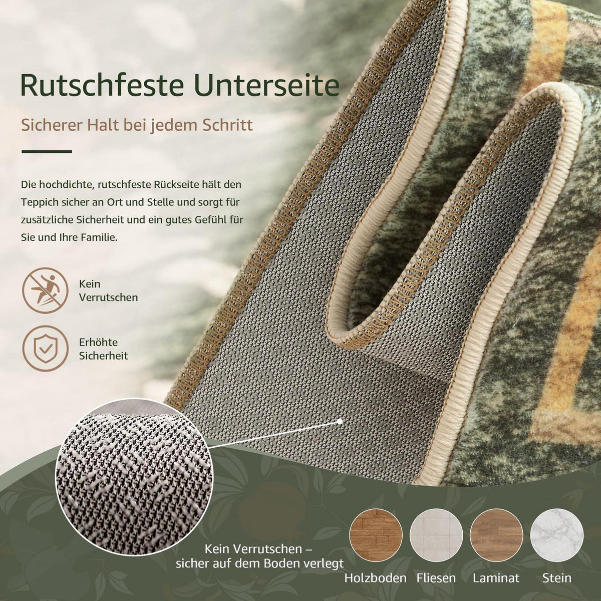 Vintage Küchenläufer 60x180 Orange-Grün – Rutschfest & Wasserabweisend