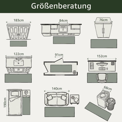 Vintage Küchenläufer 60x180 Orange-Grün – Rutschfest & Wasserabweisend