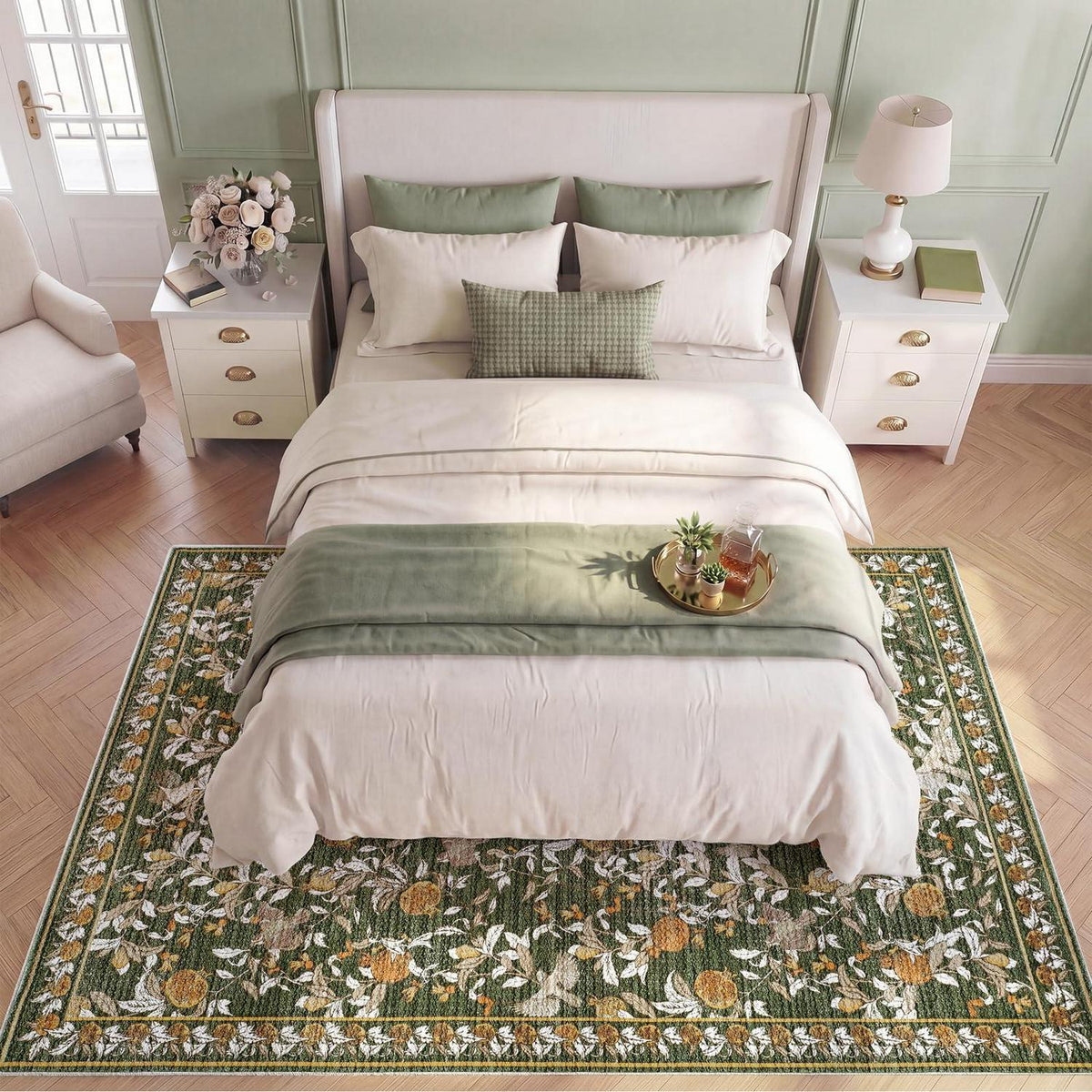 Vintage Teppich floral orange-grün 160x220 cm
