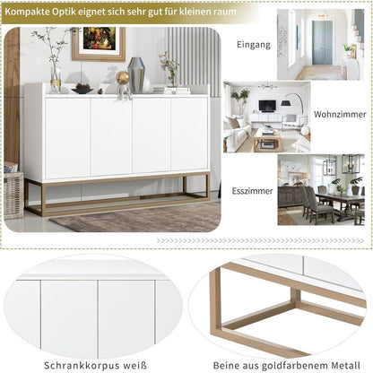 Weißes Sideboard 120cm – Küchenschrank mit Arbeitsplatte & Regalen