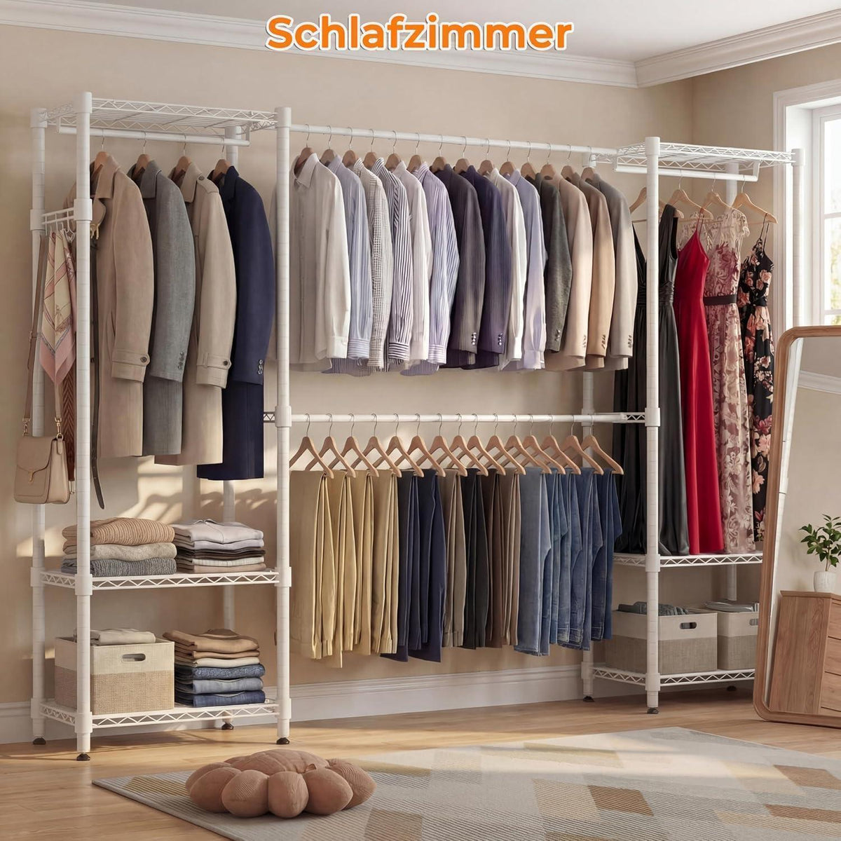 Stabiler Kleiderständer mit Regalen & Kleiderstangen