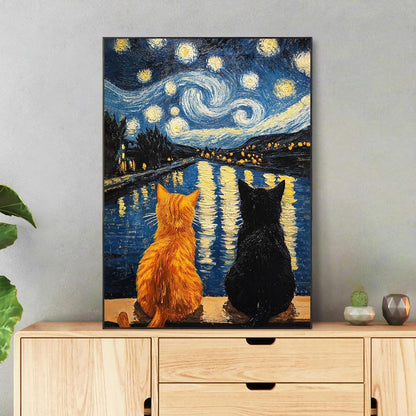 Diamantmalerei Katze Retro 5D Bastelset 30x40cm