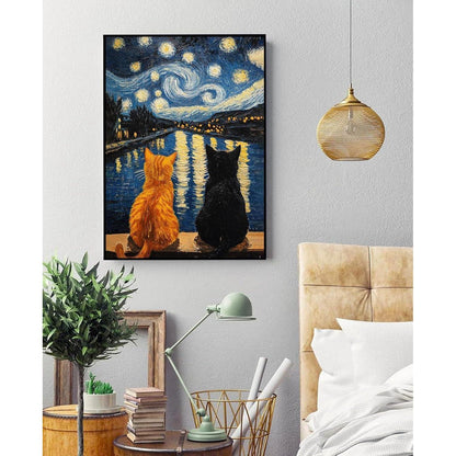 Diamantmalerei Katze Retro 5D Bastelset 30x40cm