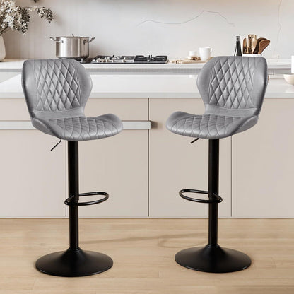Barhocker mit Lehne, Höhenverstellbar, Grau, 6er Set