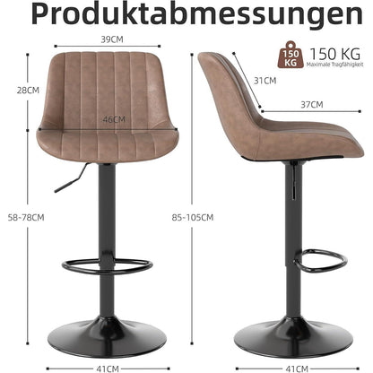Drehbare Barhocker Set 3er – Höhenverstellbar, Braun