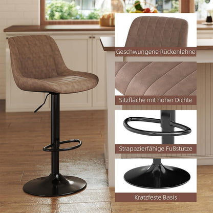 Drehbare Barhocker Set 3er – Höhenverstellbar, Braun