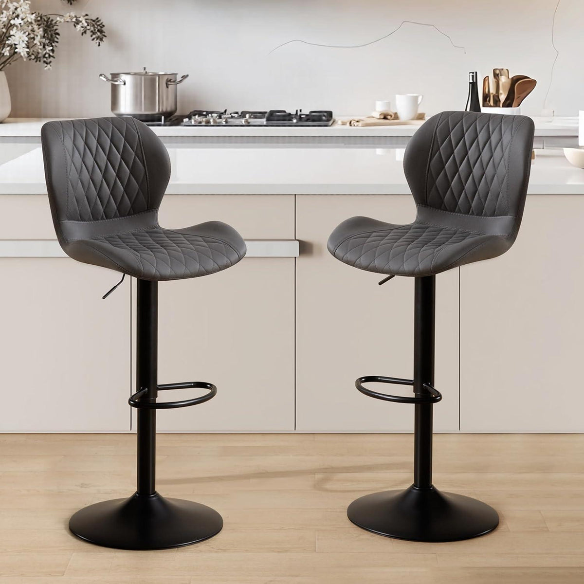Barhocker Set 6x, Höhenverstellbar, Dunkelgrau