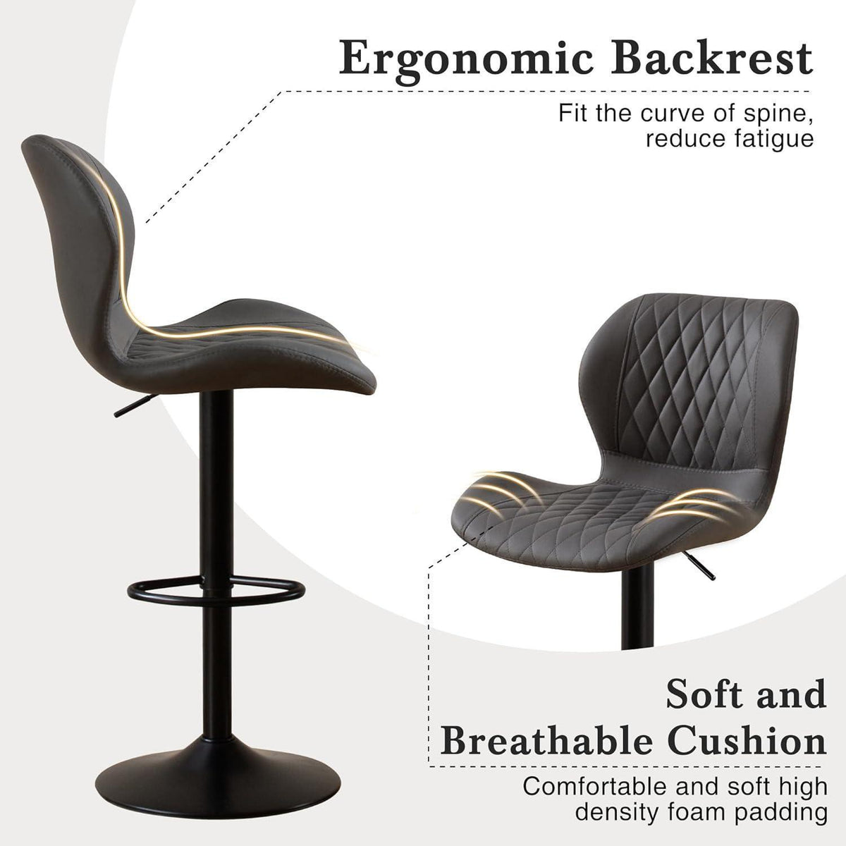 Barhocker Set 6x, Höhenverstellbar, Dunkelgrau