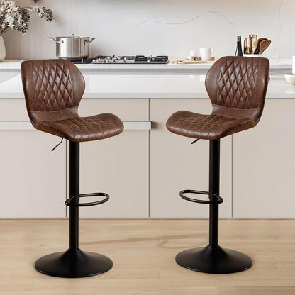 Barhocker Set 6 Stück, Höhenverstellbar & Drehbar Braun