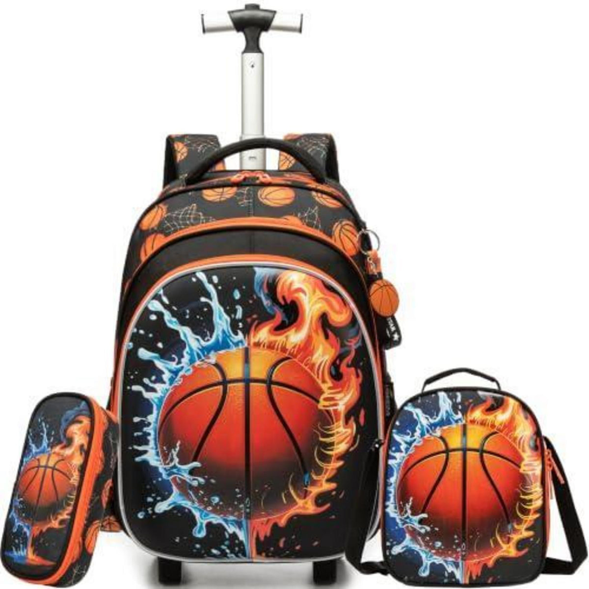 Rollrucksack Mädchen 6-8 Jahre – Basketball Set mit Laptopfach